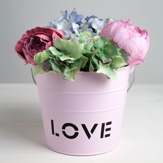 Кашпо подарочное, розовое love, 15,5 х18 см Дарите Счастье