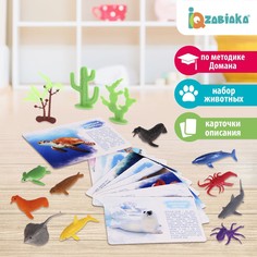 Набор фигурок животных для детей с обучающими карточками Iq Zabiaka