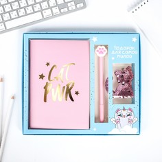 Подарочный набор cat pwr, тетрадь, ручка, брелок Art Fox