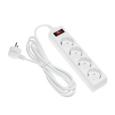 Сетевой фильтр luazon lighting, 4 розетки, 3 м, 2200 вт, 3 х 0.75 мм2, 10 а, 220 в, белый