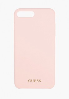 Чехол для iPhone Guess 7 Plus / 8 Plus, Silicone collection Gold logo Hard Light pink