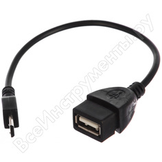 Кабель cablexpert usb 2.0 otg, usb af/micro-b m, 0.15м, удлиненный разъем micro usb - 9мм a-otg-afbm-03