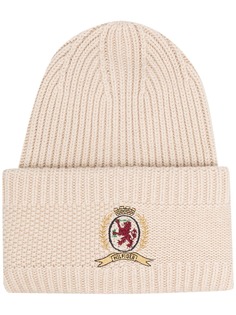 Hilfiger Collection шапка бини в рубчик с вышивкой