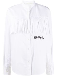 Palm Angels рубашка с вышитым логотипом и бахромой