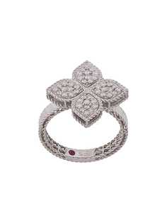 Roberto Coin кольцо Princess Flower из белого золота с бриллиантами и рубинами
