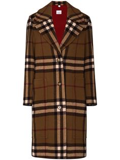 Burberry клетчатое пальто миди