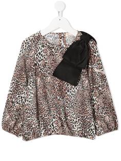 Elisabetta Franchi La Mia Bambina блузка с леопардовым принтом и бантом