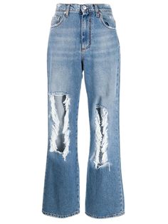 MSGM прямые джинсы с эффектом потертости