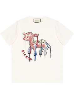 Gucci футболка с вышивкой Bichon