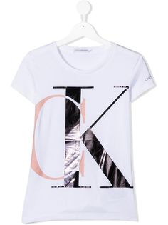 Calvin Klein Kids двухцветная футболка с логотипом