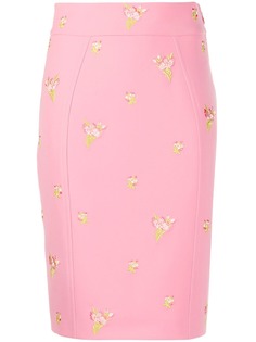 Moschino юбка с цветочной вышивкой