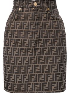 Fendi Pre-Owned джинсовая юбка с узором Zucca