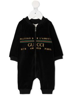 Gucci Kids ромпер с вышитым логотипом