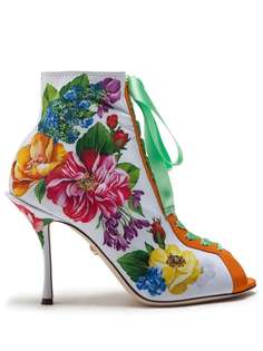Dolce & Gabbana ботильоны на шнуровке с цветочным принтом