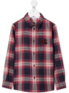 Dolce & Gabbana Kids клетчатая рубашка с нашивкой-логотипом