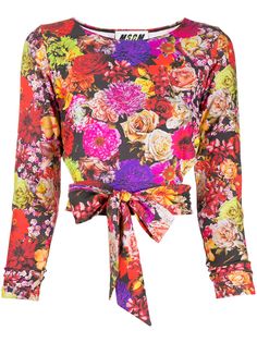 MSGM укороченный топ с цветочным принтом