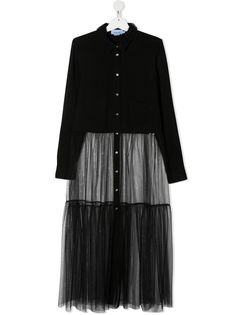 Mi Mi Sol платье-рубашка с тюлем