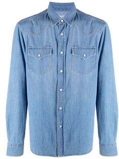 Brunello Cucinelli однотонная джинсовая рубашка