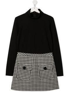 Emporio Armani Kids платье в ломаную клетку с длинными рукавами