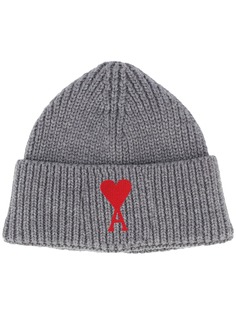 AMI Paris шапка бини с нашивкой-логотипом