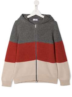 Brunello Cucinelli Kids куртка в стиле колор-блок с капюшоном