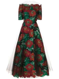 Oscar de la Renta платье А-силуэта из тюля с цветочным узором
