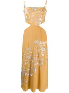 Johanna Ortiz платье миди с цветочной вышивкой