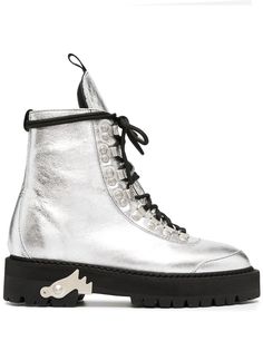 Off-White ботинки с эффектом металлик