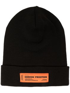 Heron Preston шапка бини в рубчик с нашивкой-логотипом