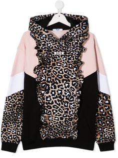 Msgm Kids худи с леопардовым принтом и логотипом