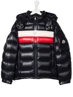 Moncler Kids дутое пальто с полосками