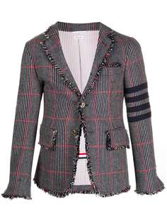Thom Browne пиджак в клетку Prince of Wales с бахромой