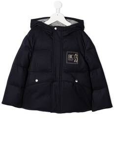 Brunello Cucinelli Kids пуховик с нашивкой-логотипом