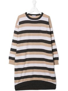 Brunello Cucinelli Kids полосатое платье-толстовка