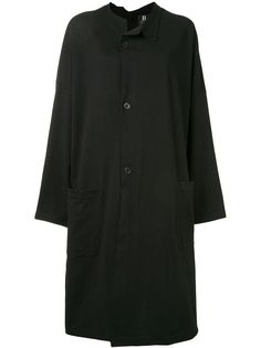 Yohji Yamamoto пальто асимметричного кроя с надписью