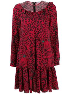 RED Valentino платье-трапеция с леопардовым принтом