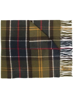 Barbour шарф в клетку тартан с бахромой