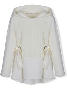 Lapin House худи с фактурной вставкой и бантами