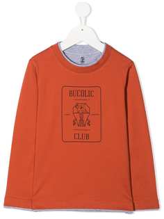 Brunello Cucinelli Kids футболка Bucolic Club с принтом