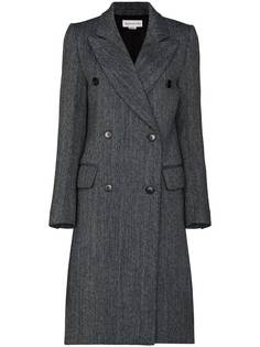 Victoria Beckham двубортное пальто с узором в елочку