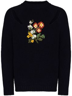 Stefan Cooke Slash floral-embroidered jumper
