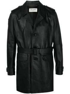 Saint Laurent однобортное пальто с поясом