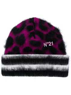 Nº21 шапка-бини с леопардовым узором и кристаллами