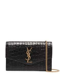 Saint Laurent кошелек Uptown с тиснением под кожу крокодила