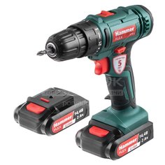 Дрель-шуруповерт аккумуляторная Hammerflex ACD14BS, 0-1350 об/мин, 14.4 В, 2x2 Ач, 10 мм
