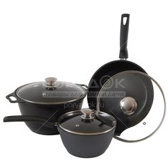 Набор посуды из алюминия Kukmara нкп01а (кастрюли с крышками 1.5 + 4 л, сковорода), 6 предметов