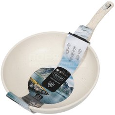 Сковорода-вок с мраморным покрытием Daniks Олимп белая WOK309-MS-IND без крышки, 30 см