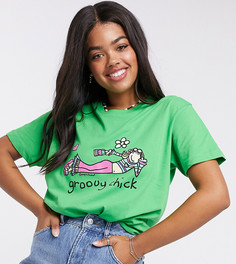 Свободная футболка с принтом "groovy chick" Daisy Street-Зеленый