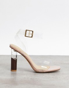 Бежевые босоножки на прозрачном каблуке Truffle Collection-Neutral