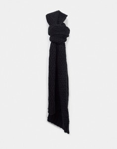Черный шарф вязки "в косичку" Boardmans